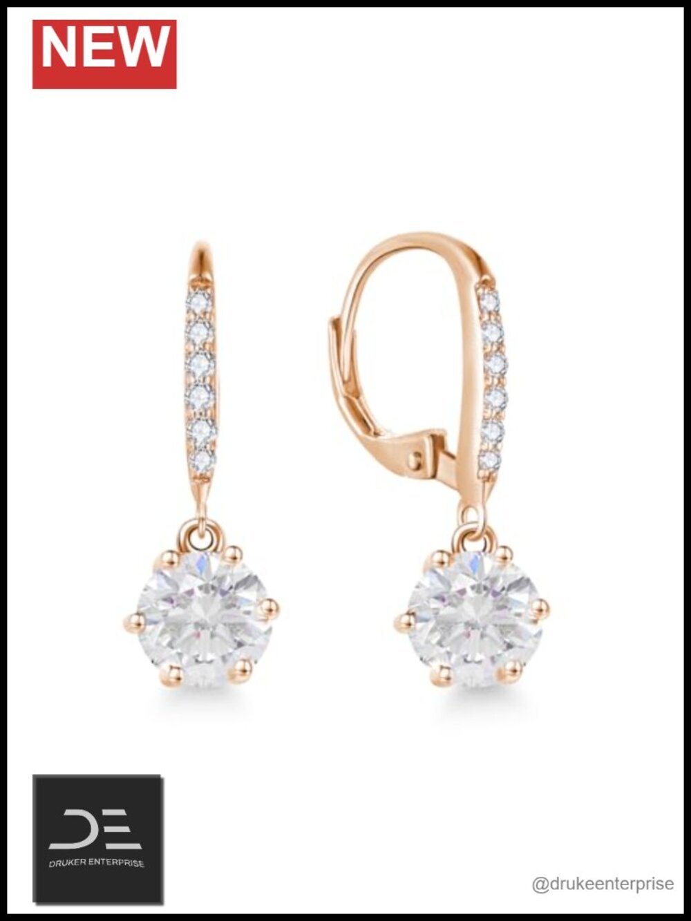 1CT Moissanite Dangle Drop Earrings 925 Sterling Silver 18K White Gold Plated